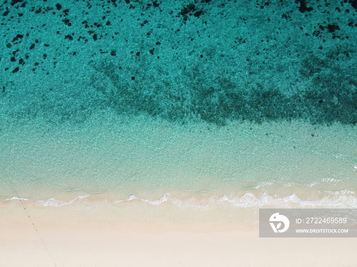 Aerial - Top view on paradise beach Phuket Thailand