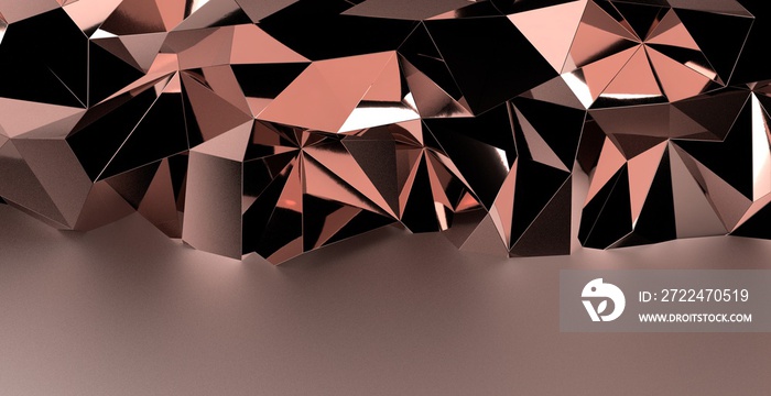 Gold Polygon Background 3D Rendering