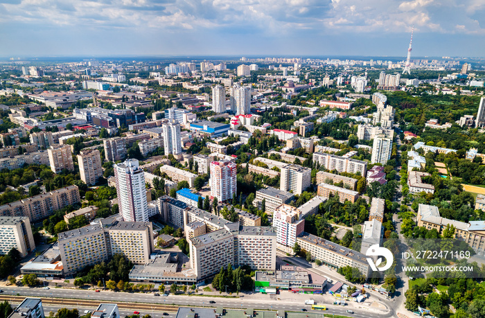 Aerial view of the National Technical University of Ukraine, also known as Igor Sikorsky Kyiv Polytechnic Institute. Kiev, Ukraine