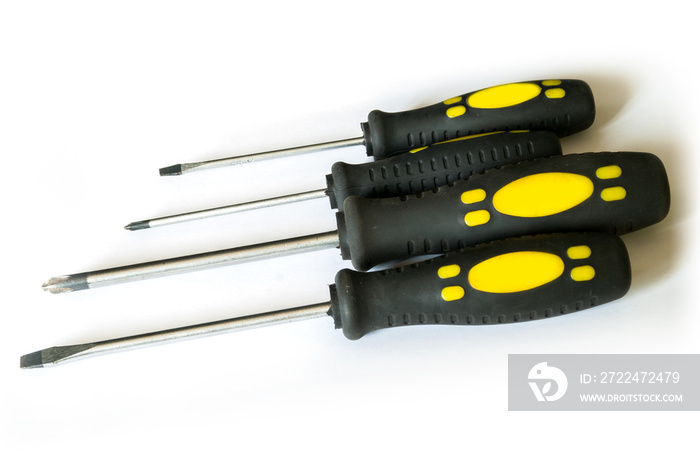 Screwdrivers on white background