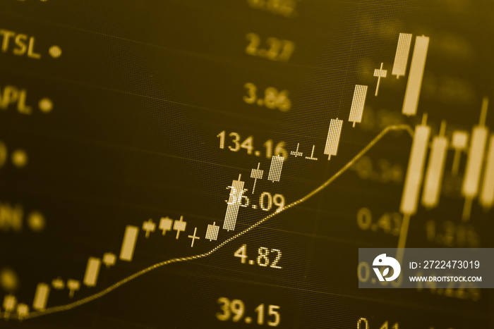 Business graph background: Analysis business accounting on info sheets. Businessman hand working on analyzing investment charts for Gold market, Forex market and Crude oil trading market.