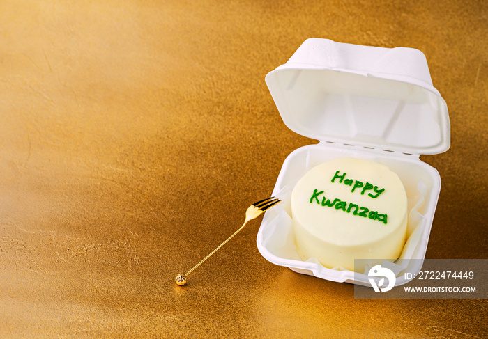 Happy Kwanzaa bento cake in takeout box