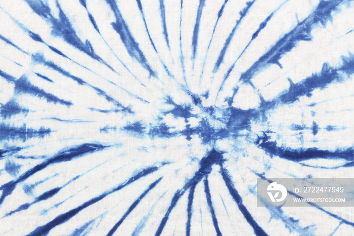 Blue tie dye fabric texture background.