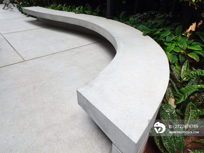 Concrete bench in the exterior of the house