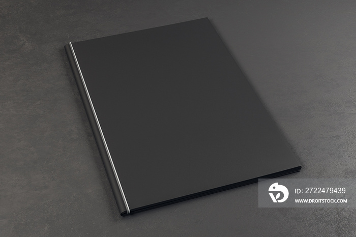 Clean black book on grey background