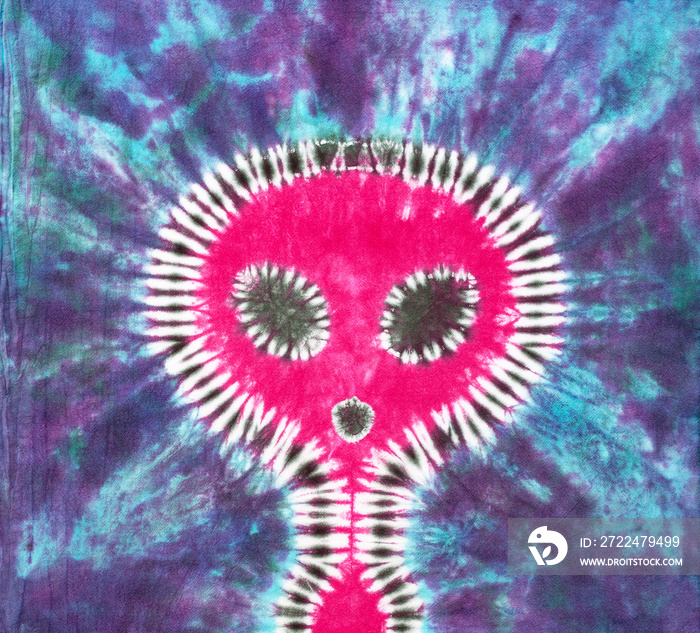 Alien tie dye pattern handy on cotton fabric texture background.