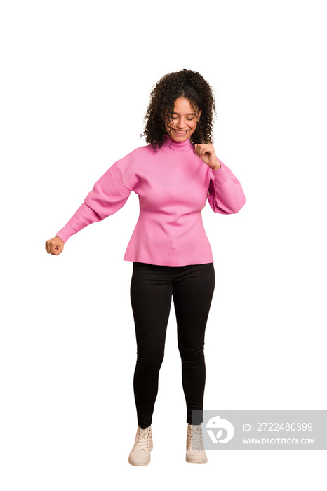 Full body young african american woman full body cut out isolated