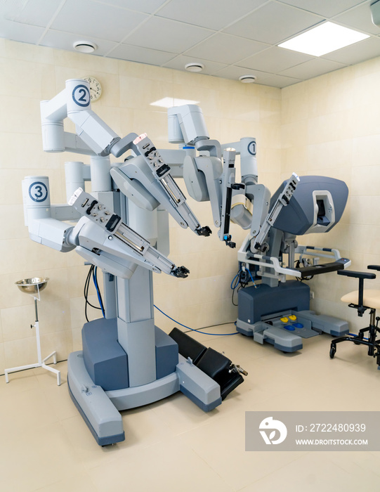 Da vinci robot surgeon technologies. Modern surgery robotic system.