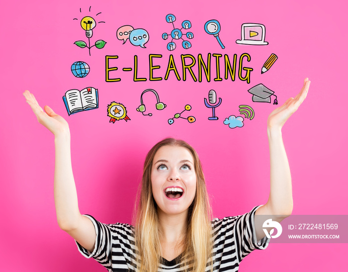 E-Learning concept with young woman