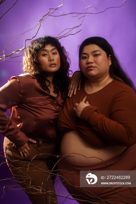 Asian duo lifestyle studio portrait shot