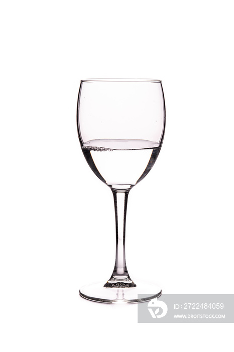 Wine glass with water isolated on white background