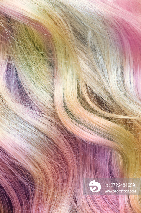 Healthy wavy female hair, closeup