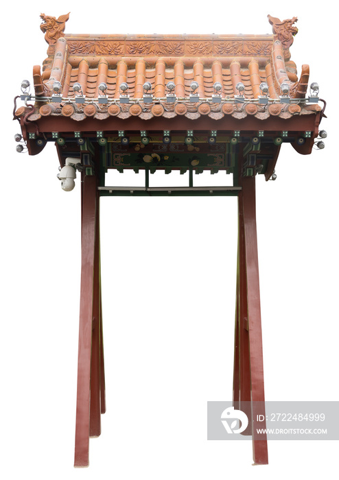 Isolated PNG cutout of a beautiful Chinese gate on a transparent background, ideal for photobashing, matte-painting, concept art