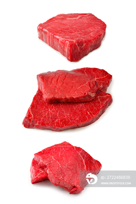 Beef steak isolated on white background.