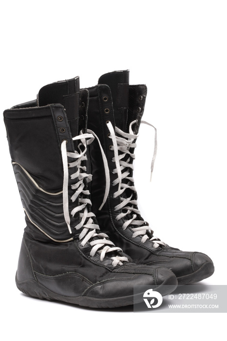 Black boxing boots, isolated