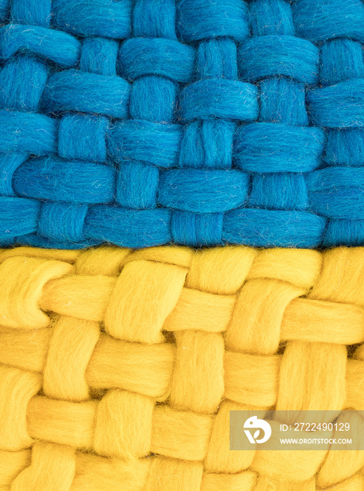 blue and yellow flag of ukraine made of woo