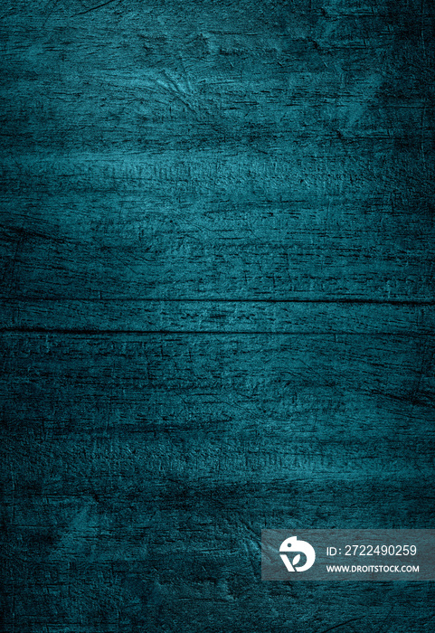 A dark cyan color wooden plank with scratches texture for background