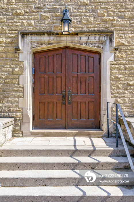 Colonial entrance door in a church