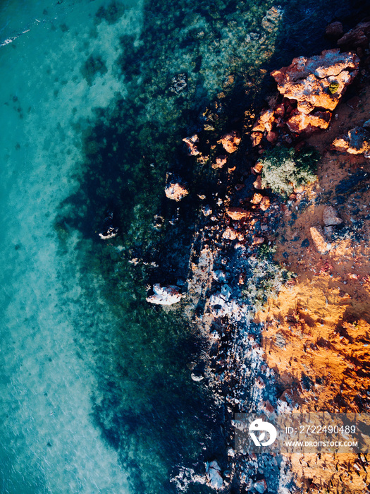 Aerial view of earth textures and ocean, Western Australia at Francois Peron