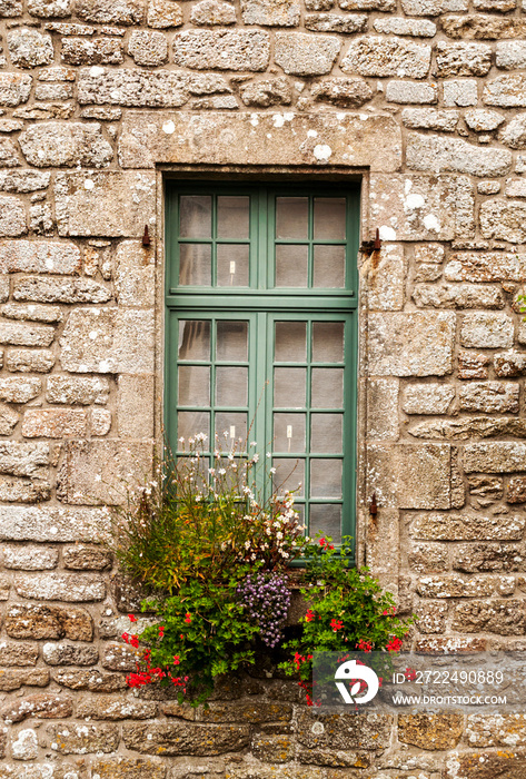 Old stone facades with windows