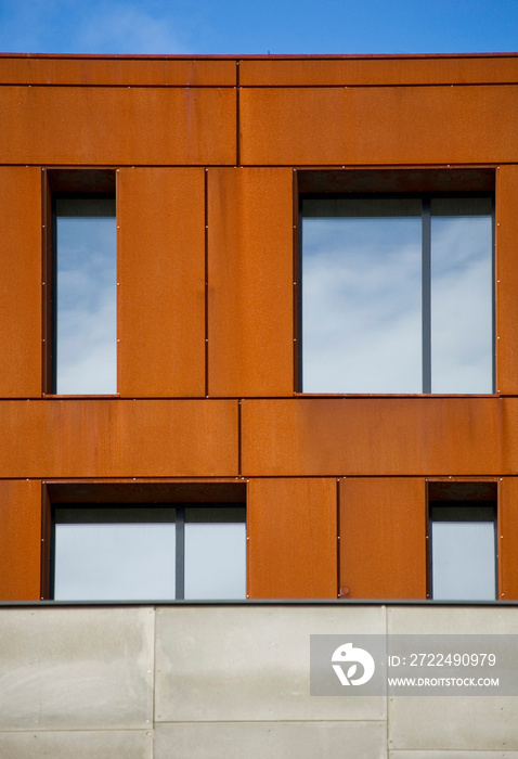 Detail of modern architecture corten building.