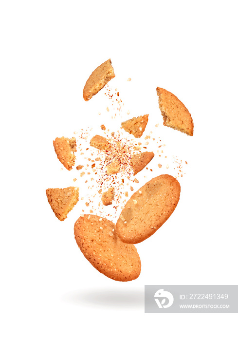 pieces of cookies on a white background