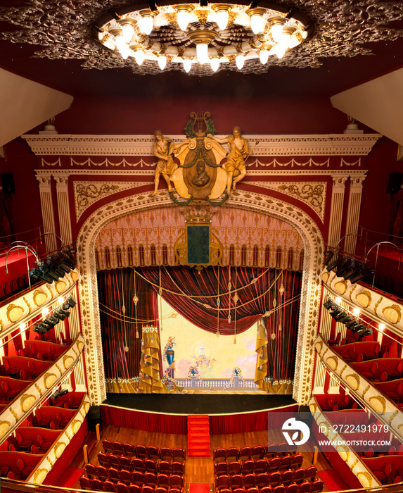 Top view of the opera house. Central hall of the auditorium theater.