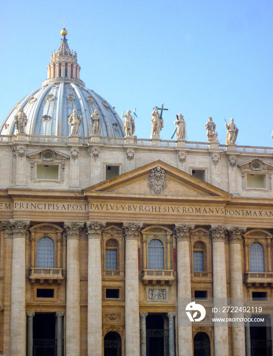 Sistine Chapel and St. Peter´s Square with old historic buildings and columns in Rome, Italy