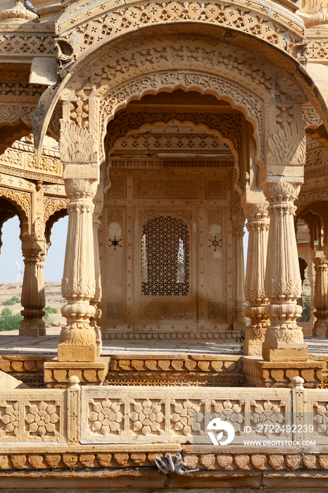 Bada Bagh Cenotaphs, Graves of the Maharajas in Jaisalmer, Rajastan, India, Asia