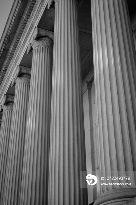 The beautiful architecture columns of the Treasury Department in Washington DC