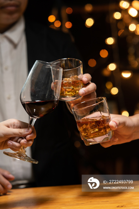 Celebrate whiskey on a friendly party in  restaurant