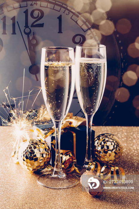 Elegant New year party concept with champagne