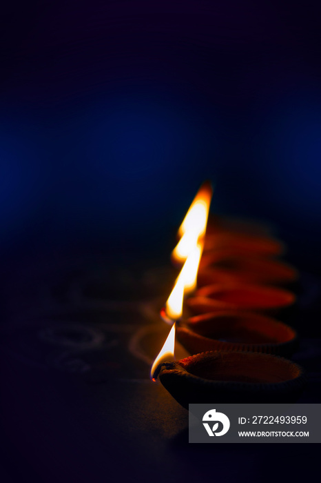 selective focus Image of celebrating Happy Diwali.Famous Indian festival.