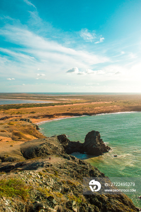 Panoramic view of Beach on pilon de azucar, La Guajira, Colombia