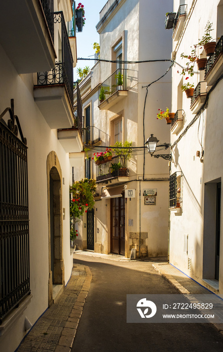 View of the old streets at Sitges, a Spanish Beach Resort