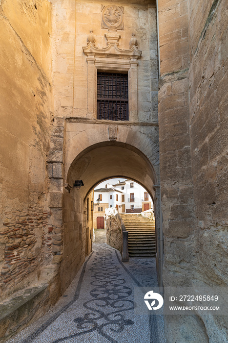 cobbled street in Alhama de Granada, Spain