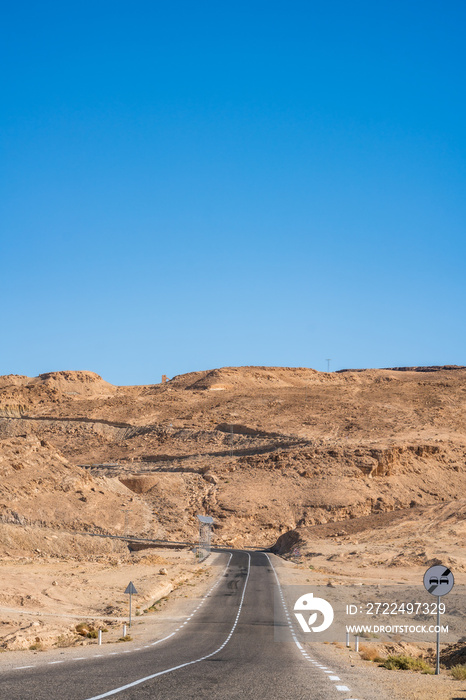 view of South mountain in western Tunisia close to Sahara -Tozeur governorate - Tunisia