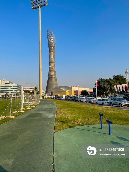 Aspire Park with Khalifa Stadium