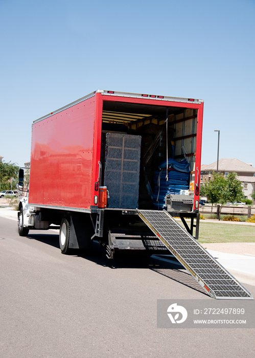 Moving truck van ramp down