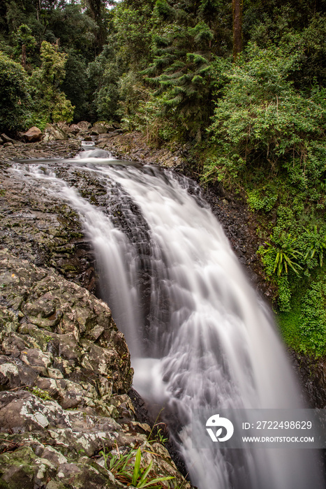 Close up of a waterfall in Springbrook National Park, QLD, Australia.