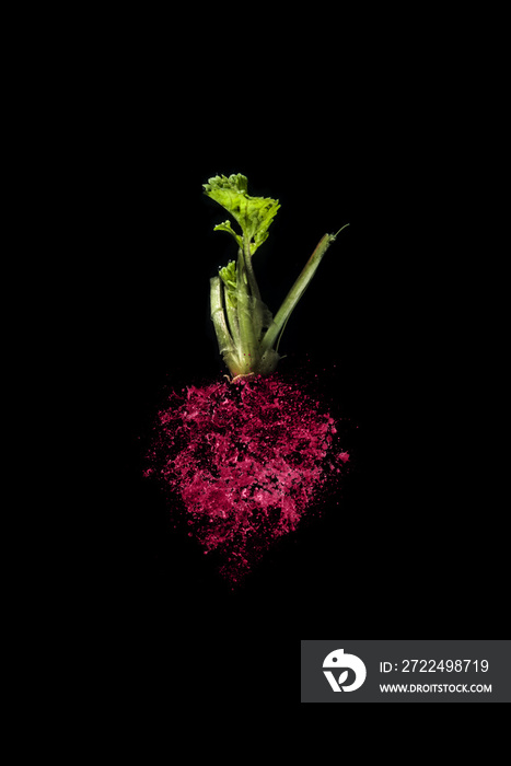 Red beet with water drops