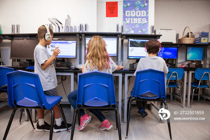 Children using computers at school