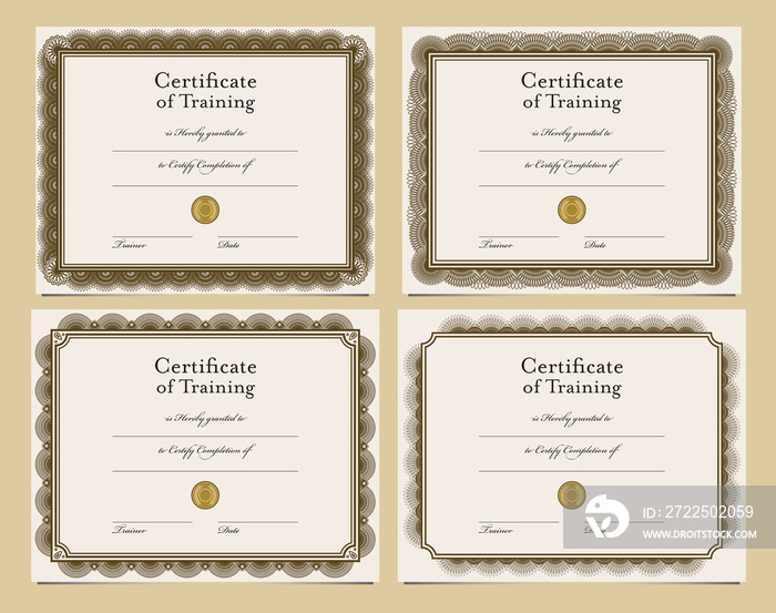 Set of four certificate templates