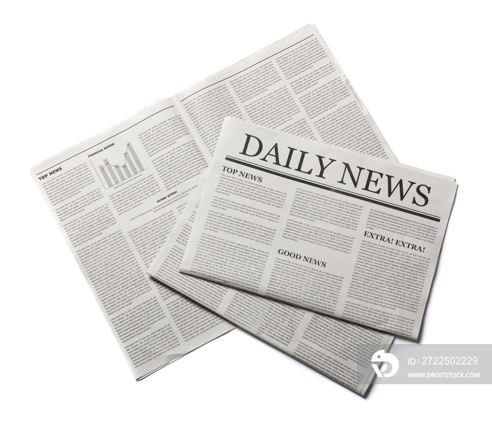 Business Newspaper isolated on white background, Daily Newspaper mock-up concept