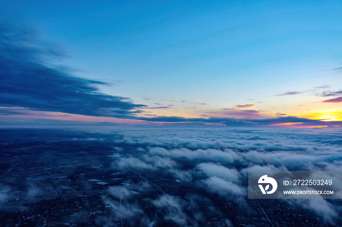 sunrise on blue sky. Blue sky with some clouds