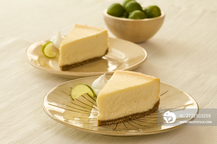 two slices of key lime pie