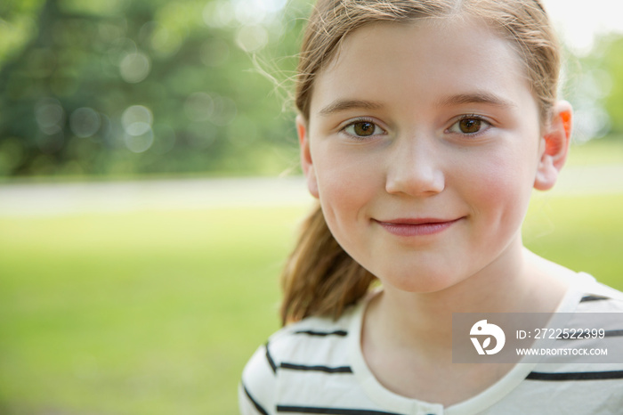 Female, elementary student on outdoor field trip