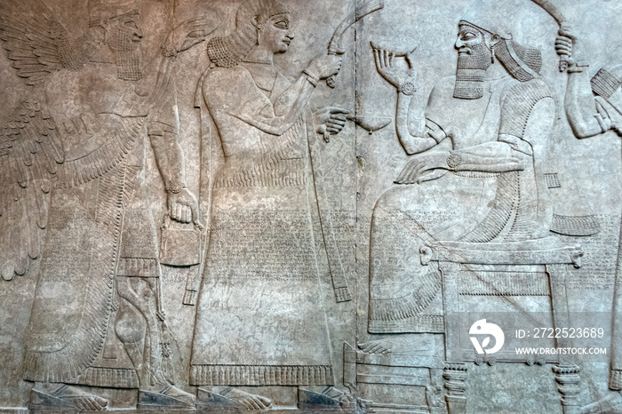 古巴比伦和亚述国王Ashurnasirpal Nimrud宫殿浮雕