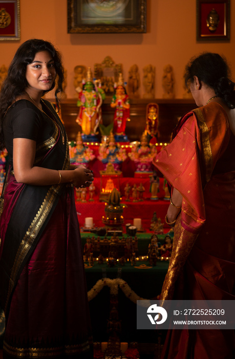 Mother daughter at Golu - navratri