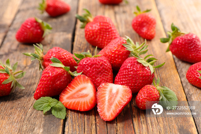 strawberry on wood background